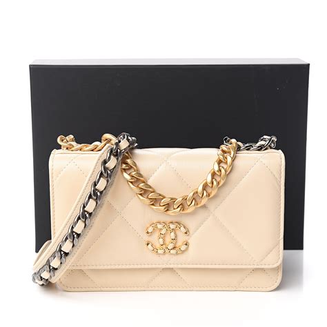 chanel 19s woc in beige leather|Chanel wallets on chain.